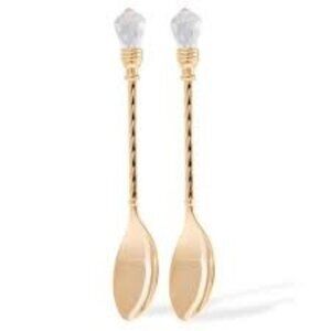 Matashi 24K Gold Plated Crystal Topped Dessert Spoon, Set of 2, Gold